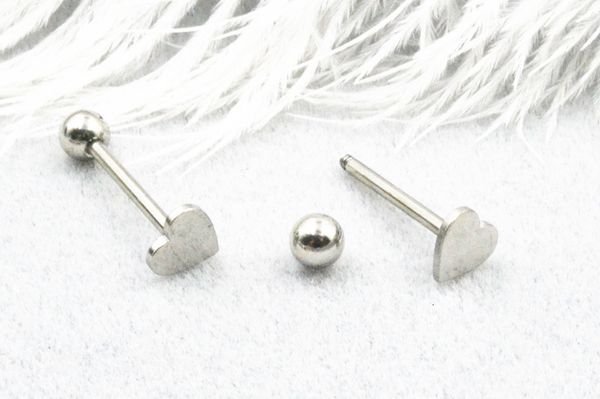 Labret dudak piercing takı 50pcs vücut kalp dili meme ucu kalkan halka barbells düz çubuk 14G16mmx1416mm 230906