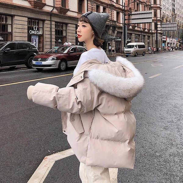 Casacos de trincheira femininos roupas de inverno estilo mais grosso algodão-acolchoado jaqueta meados de comprimento pão casaco estudante solto acolchoado tendência