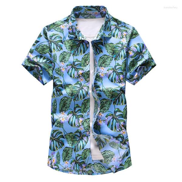 Camicie casual da uomo Camicia hawaiana a 11 colori 2023 Stile estivo Moda Large Size Manica corta Beach Flower Abbigliamento maschile di marca