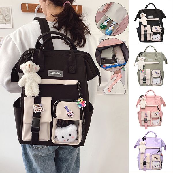 Zaini Zaino Kawaii di grande capacità Zaini impermeabili con colori caramelle Borse da scuola fantasia per adolescenti Zaino da viaggio carino 230906