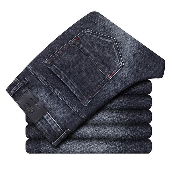 Осенне-зимние джинсы Мужские джинсовые брюки прямого покроя Мужские дизайнерские приталенные брюки черные синие Новинки 2020287u
