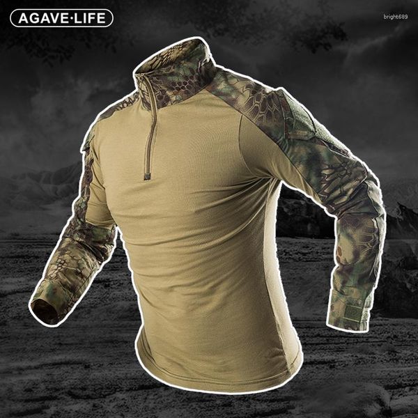 T-shirt da uomo Camouflage Army Manica lunga T-shirt Soldati Abbigliamento da combattimento Uniforme Camiseta Hombre 3XL Camicia tattica militare da uomo