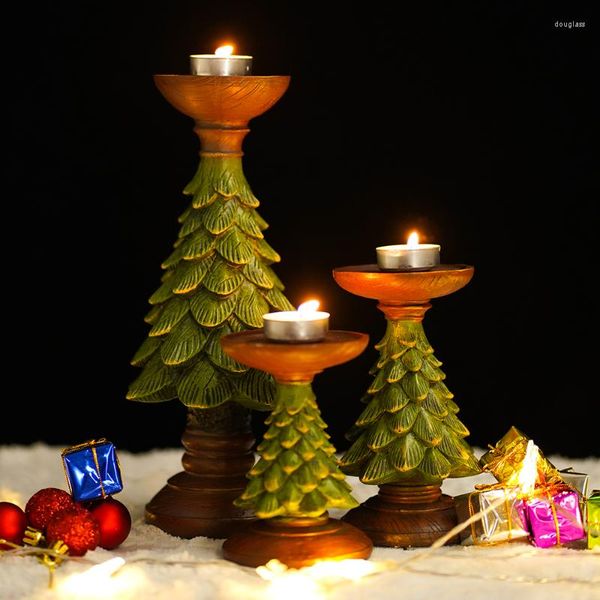 Portacandele Decorazione domestica Figurine decorative natalizie Albero di Natale Soggiorno Anno Ornamento Candeliere tealight