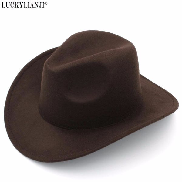 Chapéus de borda larga Bucket Luckylianji Retro Kids Trilby Wool Fedora Fedora Country Boy Cowboy Cowgirl Chapéu Western Bull Jazz Sun Chapeau Caps para crianças 230907