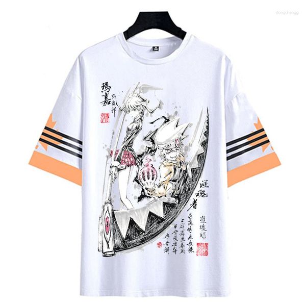 Homens Camisetas Anime Soul Eater Maka Albarn Camisa Mulheres Manga Impressão T-shirt Tinta Lavagem Pintura Tees
