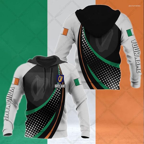 Felpe con cappuccio da uomo Personalizza Irlanda Emblema Abbigliamento sportivo Felpe moda allentate unisex Abbigliamento casual per uomo e donna Streetwear oversize