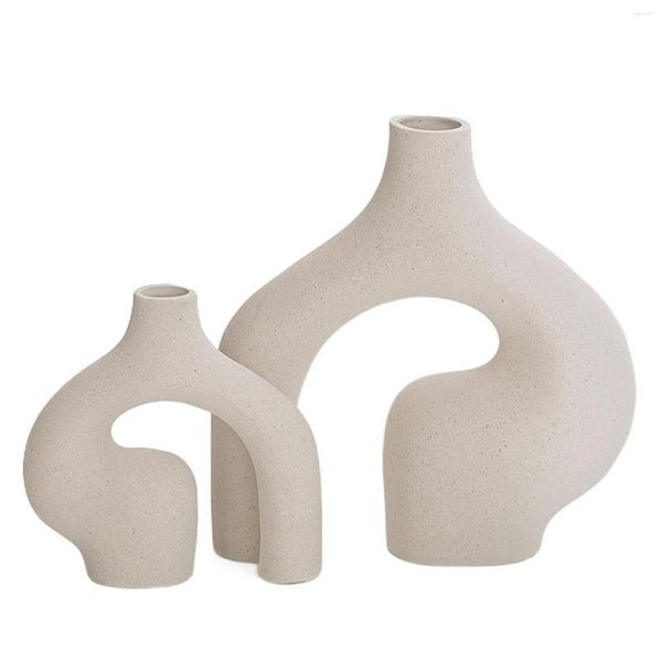 Vasi Vaso decorativo in ceramica semplice per uso domestico Scrub Superficie bianca per regalo di vicini di famiglia di amici