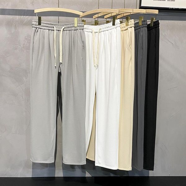 Pantaloni da uomo autunno casual dritti larghi comodi classici semplici solidi pantaloni da jogging con coulisse in vita elastica grigi