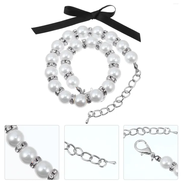 Collari per cani Collana di perle Collare per animali domestici Gatti Gatti Cani Gioielli Forniture Bianco imitazione