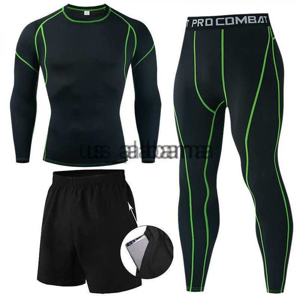 Tute da uomo Intimo termico da uomo Set Maglia da palestra + Leggings Spartan Compression Fitness MMA Rashguard Maschile Collant ad asciugatura rapida Tuta da ginnastica x0907