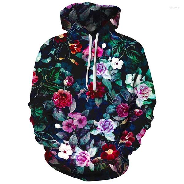 Erkek Hoodies 3D Baskılı Kadın Hooded Sweatshirts Üstler Moda Çiçek Grafik Hoodie Erkekler Giyim Ropa Sokak Güzergahı Serin Takipleri