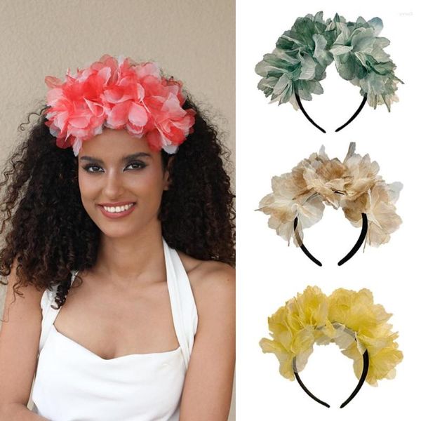Haarspangen, großes klobiges Blumen-Stirnband für Damen, Mode, Festival, Party, dekorativ, Blumenpflanze, elegant, hübsch, Haarschmuck, Haarband-Accessoires