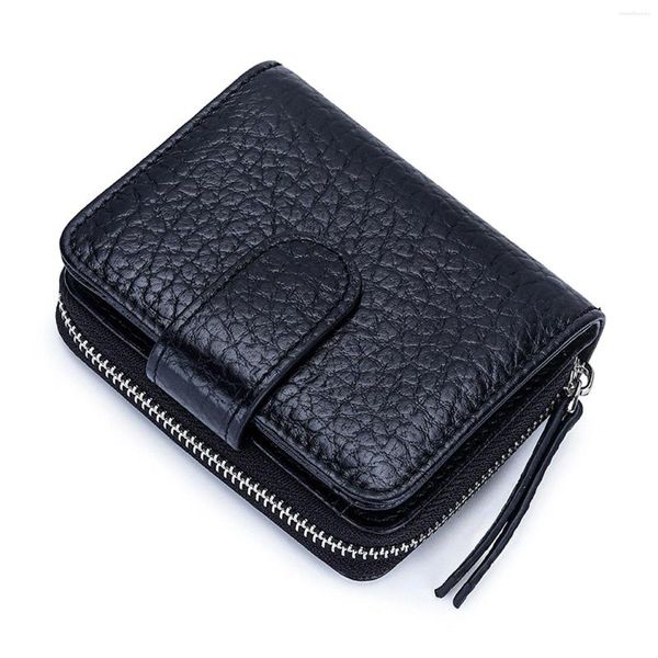 Brieftaschen Tragbare Reisebrieftasche für Frauen Echtes Leder Bifold Halter Fall Mode Große Kapazität Damen Clutch Geldtasche