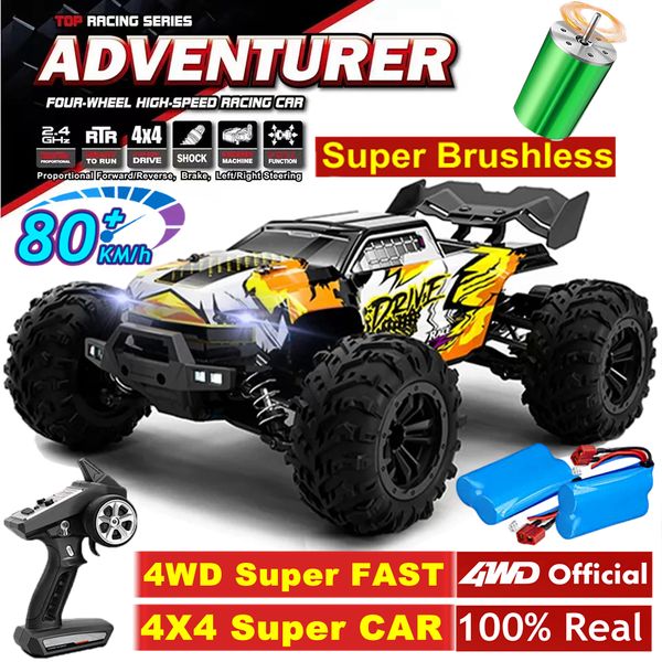 ElectricRC Car 4WD RC Car 4x4 Off Road Drift Racing 50 ou 80KMh Super Brushless Rádio de alta velocidade Caminhão à prova d'água Brinquedo de controle remoto para crianças 230906