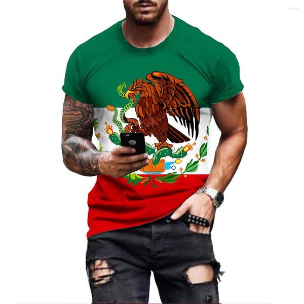 Homens Camisetas 2023 T-shirt México Bandeira Impressão Verão Redondo Pescoço Legal Oversize Streetwear Roupas Camiseta Homens