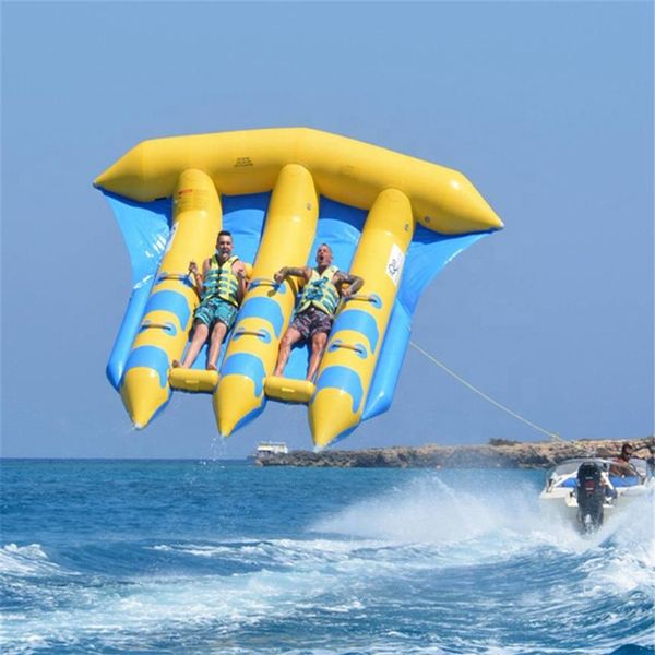 4x3m Emozionanti giochi di sport acquatici Gonfiabile Flying Fish Boat Resistente mosca trainabile per bambini e adulti con Pump2349