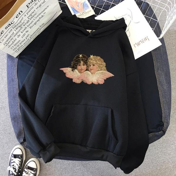 Kadın Hoodies Estetik Melek Kadın Baskılı Vintage Grafik 90'lar Sweatshirt Hoodie Moda Bayanlar Kapüşonlu Kış Giysileri Damla Gemi