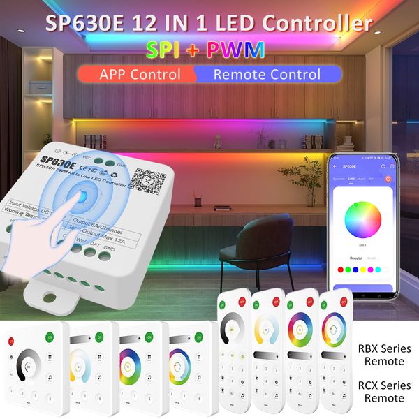 SP630E 12V 24V 5V 12 IN 1 LED-Controller Bluetooth für WS2811 WS2812B SPI 5050 2835 Einfarbige RGB RGBW RGBCCT Streifen Lichter