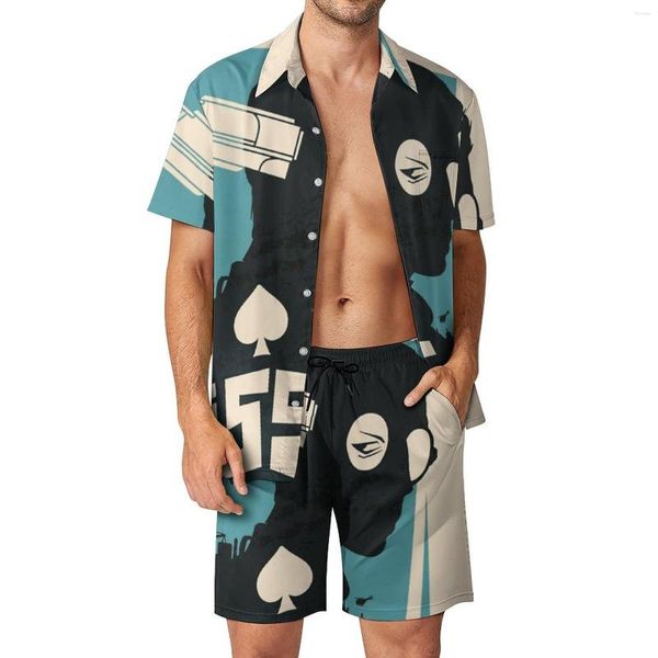 Tute da uomo Pistole Morte Set da uomo Disco Elysium Abilità Fanart Videogioco Moda Camicia casual Set Pantaloncini a maniche corte Abito da spiaggia estivo Grande