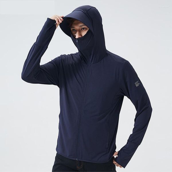 Erkek Ceketleri Yaz UPF 50 UV Güneş Koruma Cilt Katlar Erkekler Ultra Hafif Spor Giyim Kapşonlu Kapüşonlu Dış Giyim Nefes Alabilir Günlük