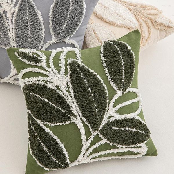 Travesseiro folha tufada fronha estilo moderno planta padrão dos desenhos animados tecido macio decoração para casa cama quarto sala de estar capa de sofá