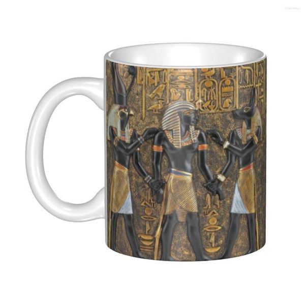 Tazze personalizzate Antico Egitto Dio Horus e Anubi Tazza da caffè Tazza da tè al latte in ceramica faraone egiziano fai-da-te