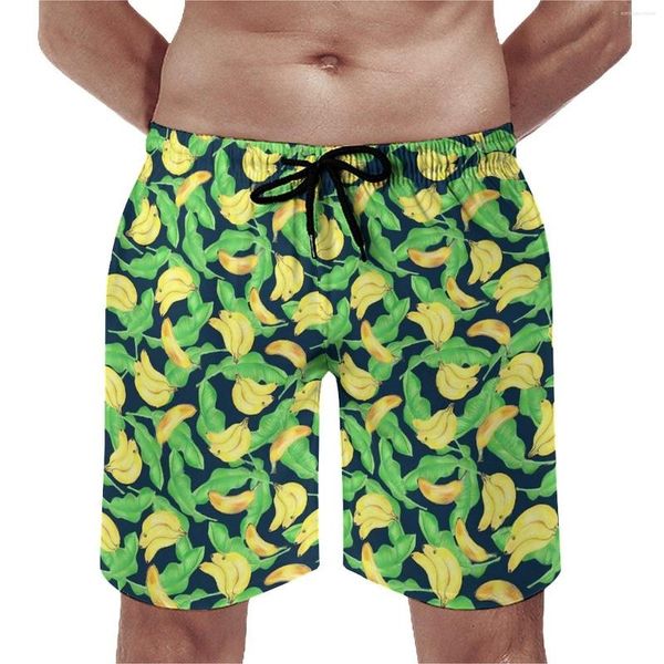 Herren-Shorts, tropischer Bananen-Gym-Sommer-Fruchtdruck, lustiger Strand, Surfen, schnell trocknende, bedruckte Badehose