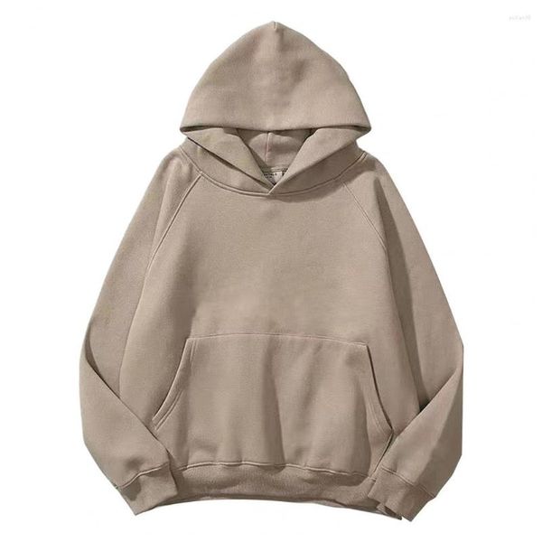 Hoodies masculinos ajuste regular moletom com capuz de dupla camada com bolsos grandes pullovers soltos macios para outono inverno streetwear moda