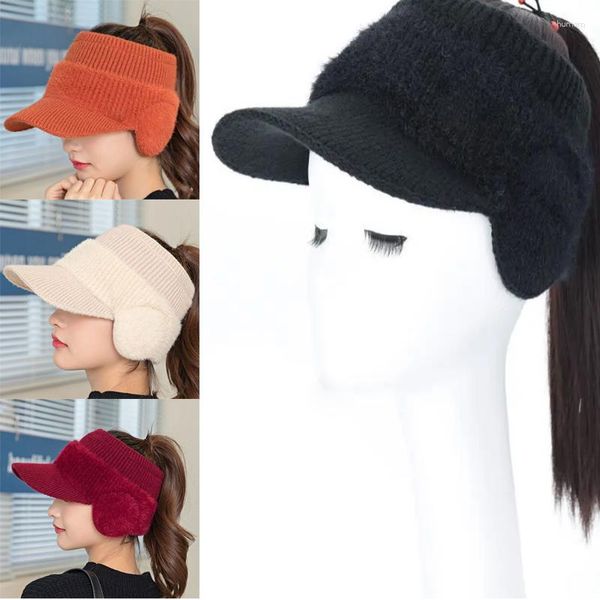 Visörler Sonbahar Kış Kulağı Koruma Şapkası Rüzgar Popaması Kalın Sıcak