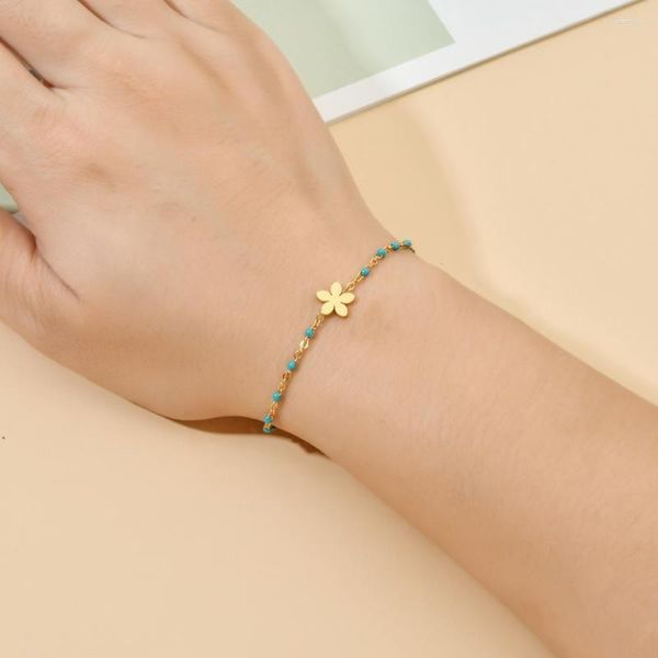 Bracelets de charme Zmzy mariée pétale pendentif chaîne en acier inoxydable pour femmes fleur bracelet couleur or bijoux cadeaux