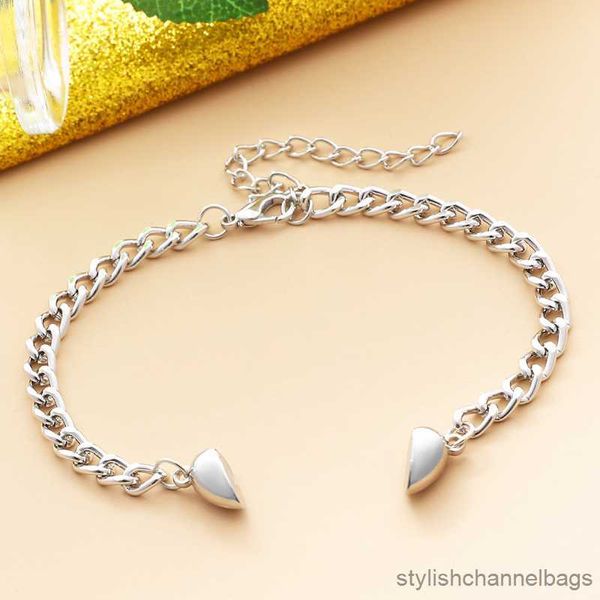 Charme pulseiras correntes de prata pulseira para mulheres em forma de coração ímã fivela pulseira pulseiras moda na moda jóias r230907