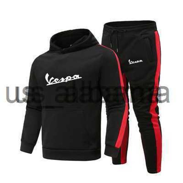 Homens Tracksuits 2023New Primavera Outono Homens Tracksuit Vespa Hoodies Terno Patchwork Moda de Alta Qualidade Hoodie + Calças 2 Peça X0907