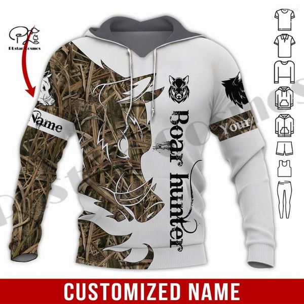 Herren Hoodies PLstar Cosmos 3Dprinted Est Wildschwein Jagd Benutzerdefinierter Name Harajuku Lässige Streetwear Lustige Einzigartige Unisex Hoodies/Sweatshirt/Reißverschluss 4