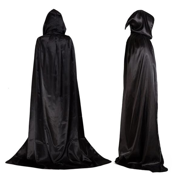 Outros suprimentos de festa de evento Halloween traje adulto morte cosplay trajes preto capa com capuz assustador bruxa diabo role play decoração de festa de halloween 230906
