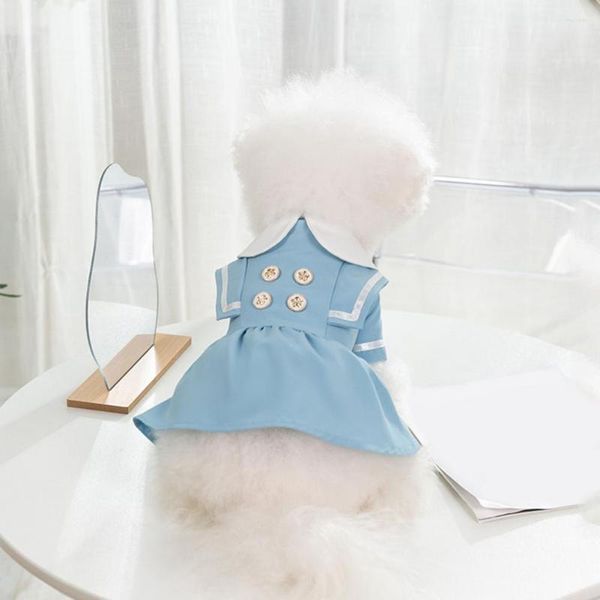 Abbigliamento per cani Abito uniforme per animali domestici Pretty Summer Cat Fancy Button Closure Pe Gonna a due gambe