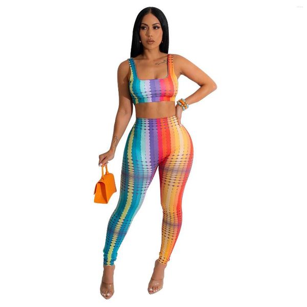 Kadınlar İki Parçalı Pantolon Seksi Bodycon Kadın Set Kadın 2pcs Sıska Kıyafetler Kızın Kırpılmış Tank Topları Lady's Trailsuit Setleri