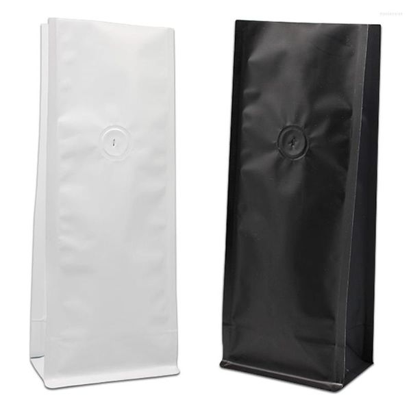 Aufbewahrungstaschen 20 teile/los Stand Up Matte Schwarz / Weiß Mylar Offene Oberseite Seite Zwickel Ventil Tasche Für Kaffeebohne Aluminiumfolie Balgtasche