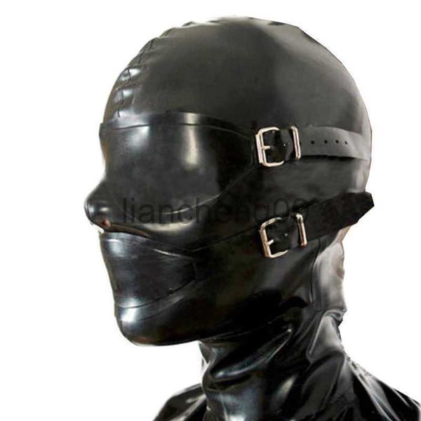 Party Masks Latex Mask Sexy Rubber Hood with Eyes Cover Detachable Mouth Plug Fetish Mask Free Shipping Latex Handmake Costume x0907