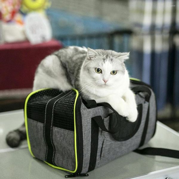 Katzentransportboxen, von der Fluggesellschaft zugelassen, mit weichen Seiten für Katzen und Hunde, tragbar, atmungsaktiv, gemütlich, Reisetasche, sicher im Autositz