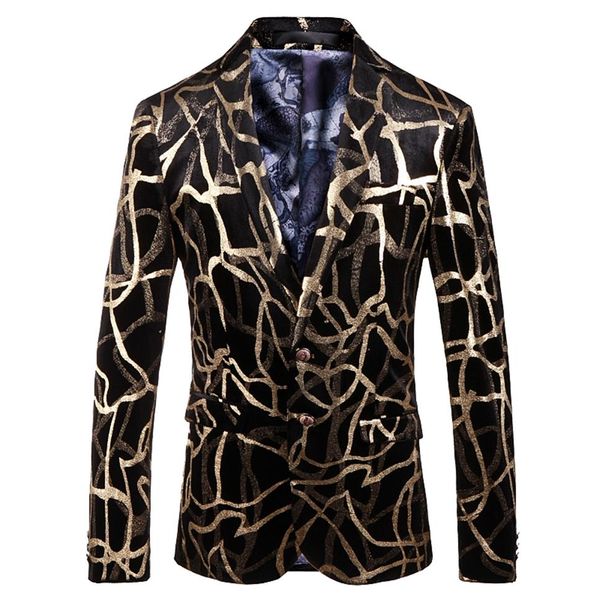 Marca masculina floral blazer festa de casamento colorido xadrez ouro preto lantejoulas design dj cantor terno jaqueta moda outfit257z