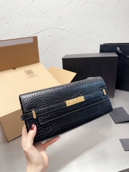 Kadın Çantalar Çanta Zarf Çantası Moda Alışveriş Satışları Çanta Debriyaj Çantaları Deri Timsah Desen Lüks Tasarımcı Faturalar Billfold Klasik Siyah Cüzdan Evrak Çıkarımı