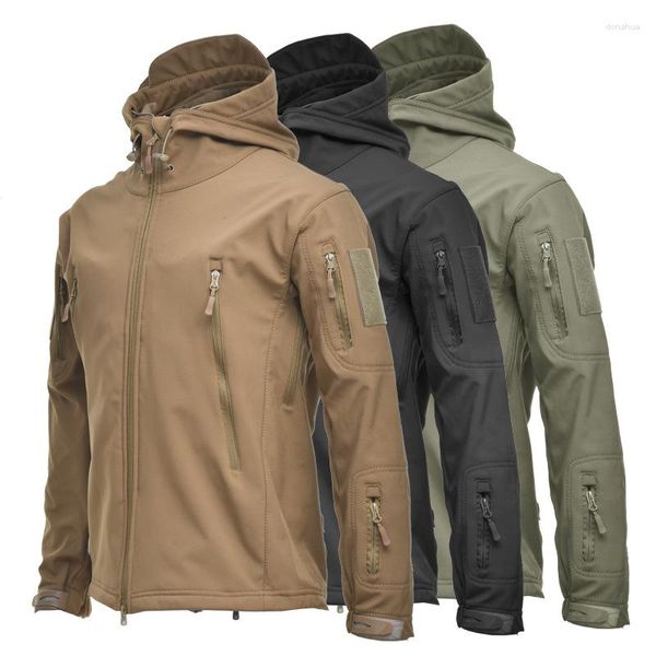 Jaquetas masculinas de lã militar multicam softshell tático impermeável acampamento caze campo jaqueta exército combate casaco roupas de caça