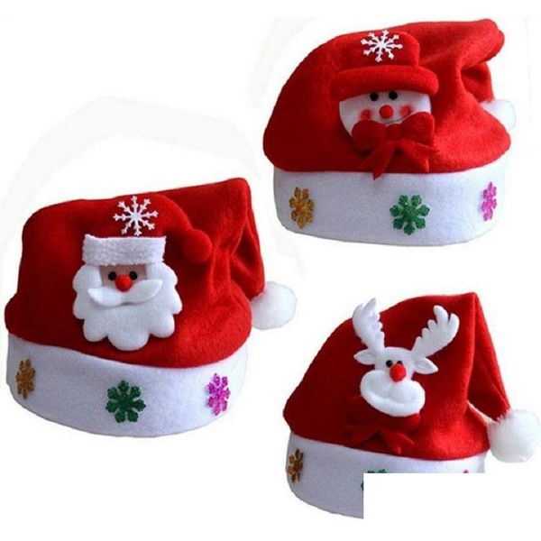 Decorações de Natal Chapéu para Crianças Adt Presentes Dos Desenhos Animados Applique Santa Deer Snow Designs Chapéus Suprimentos de Férias Sn1160 Drop Delivery Home Dhyey