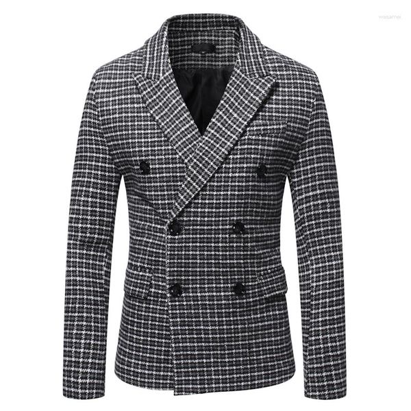 Ternos masculinos 2023 outono inverno estilo masculino trespassado inteligente casual jaqueta