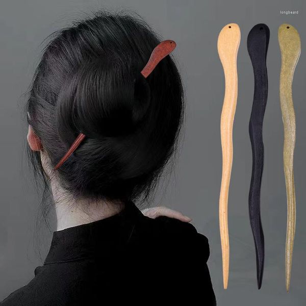 Grampos de cabelo estilo chinês pinos de sândalo vara madeira headpiece artesanal feminino acessórios esculpidos