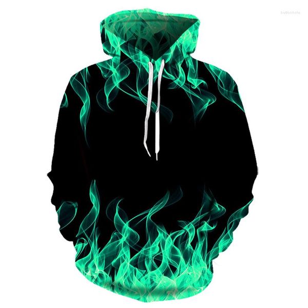 Herren Hoodies Frühling Und Herbst Hoodie 3D Druck Farbe Flamme Pullover Winter Mode Streetwear Für Männer