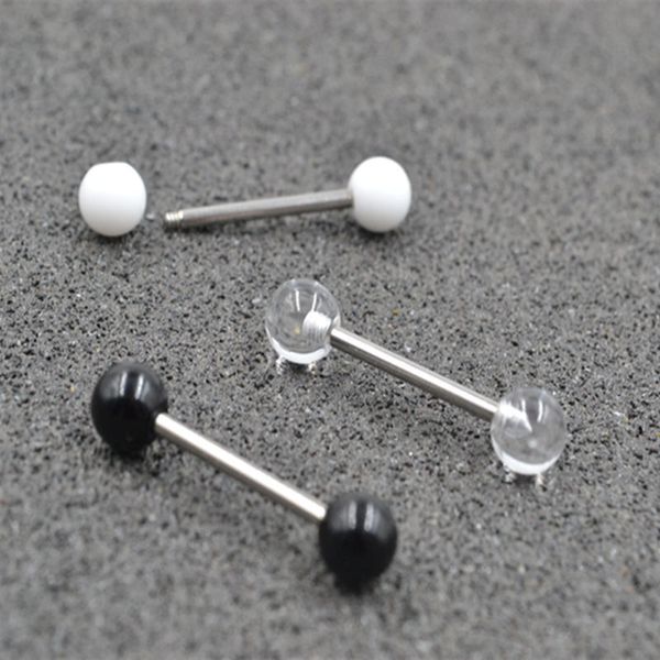 Labret Labbro Piercing Gioielli 100 pz Corpo Sfera Acrilica Lingua Capezzolo Anello Bilancieri Bar 14G16mm Fermi 14Gx16mmx6mm6mm 230906