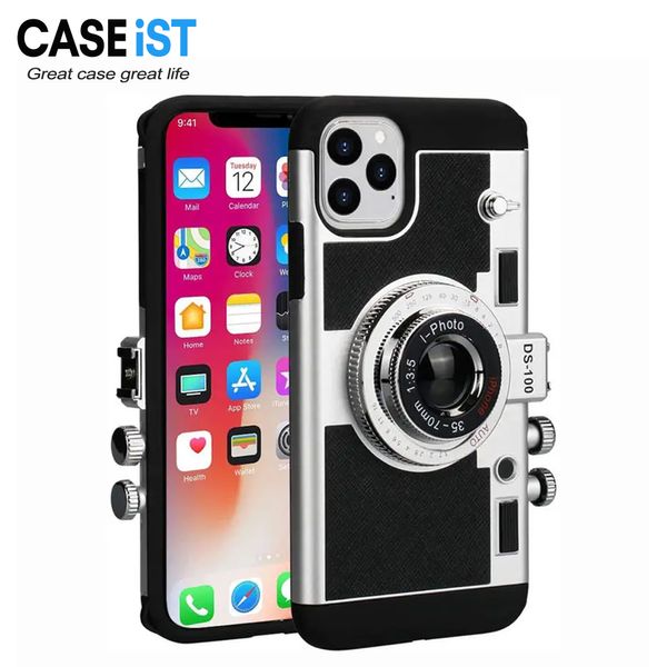 CASEiST Lustige 3D-Retro-Kamera-Handyhüllen zum Umhängen, einzigartige mobile Handy-Rückseite, TPU-PC-Hülle mit Lanyard-Streifen für iPhone 15 14 13 12 11 Pro MAX XR XS 8 7 Plus