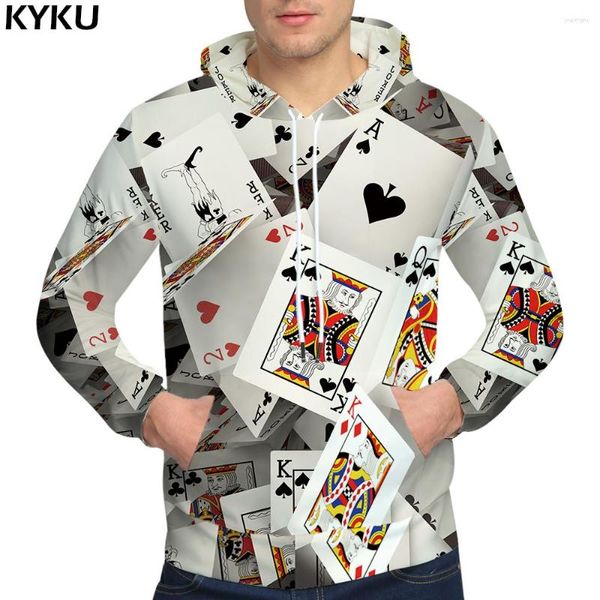 Felpe con cappuccio da uomo KYKU Felpa con carte da poker Felpa con cappuccio 3d creativa Moda Felpe divertenti Uomo Uomo Streetwear Inverno