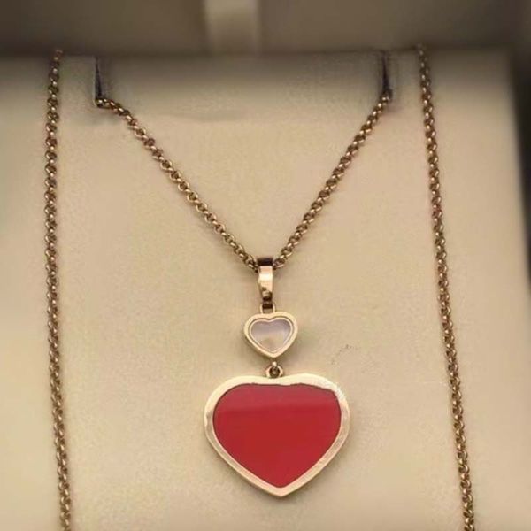 Novo coração de pêssego pingente colar ágata vermelha branco fritillaria em forma de coração colar corrente high end moda simplicidade